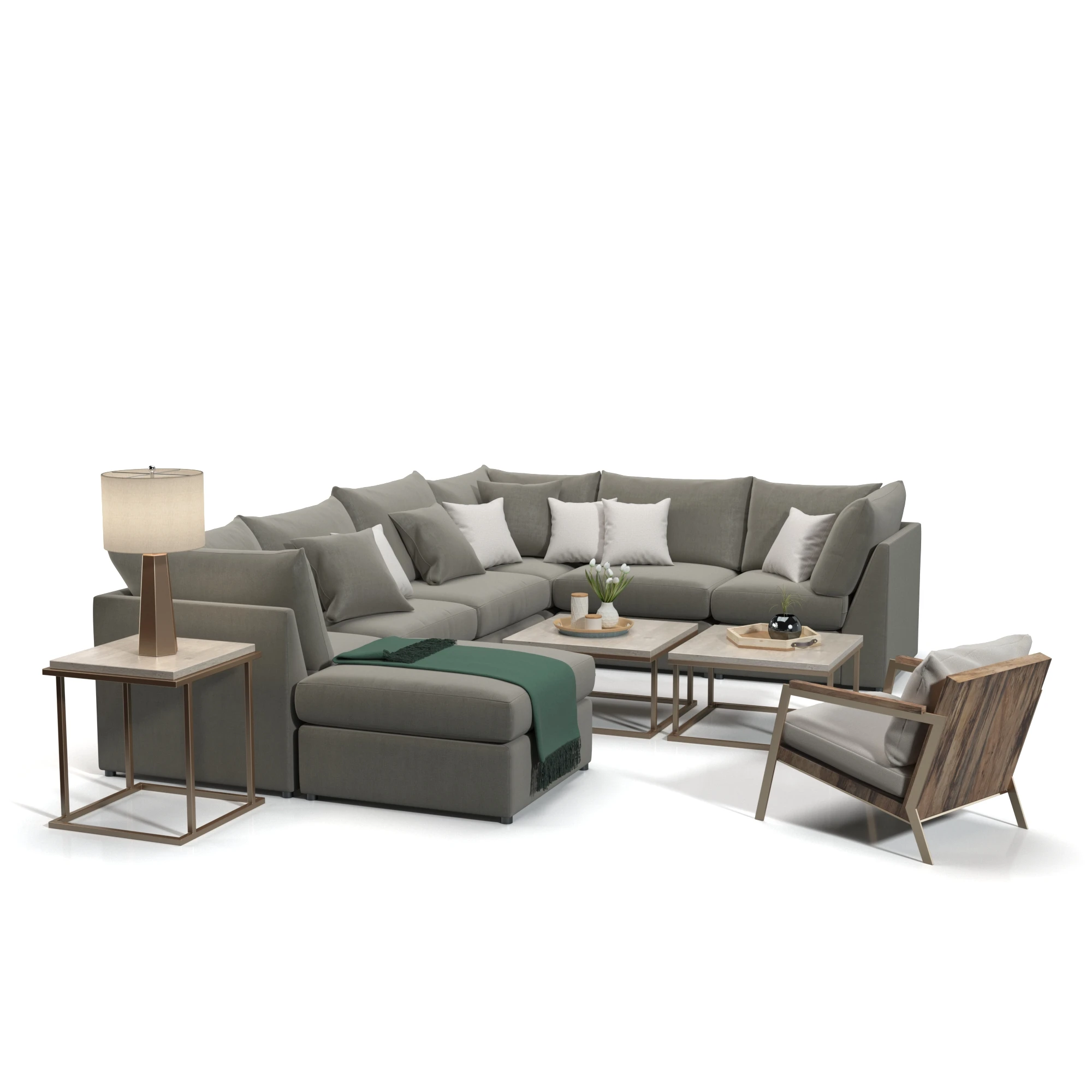 Bassett Beckham Pit Sectional Sofa Set 3D Model_01